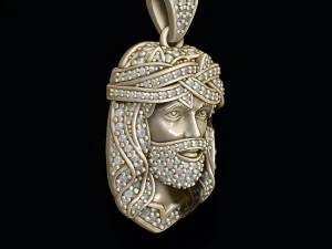 Jesus pendant thorns with gems 3D Print Model