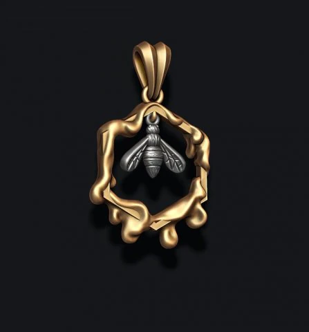 Bee honey pendant 3D Print Model .c4d .max .obj .3ds .fbx .stl .blend