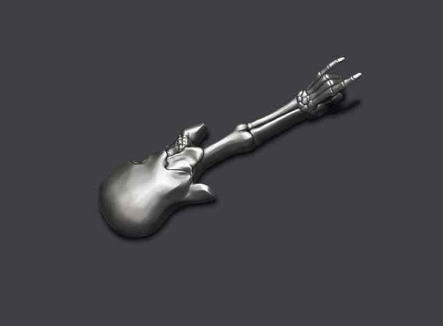 Skull skelet guitar pendant 3Dプリントモデル .c4d .max .obj .3ds .fbx .stl .blend 