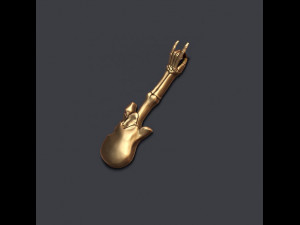 Skull skelet guitar pendant 3Dプリントモデル