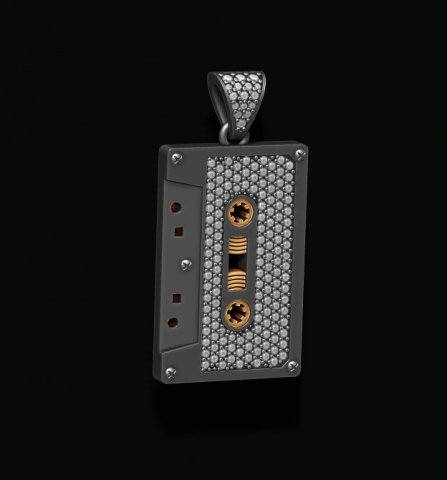 Cassette Tape pendant with gems Modèles 3D en vedette .c4d .max .obj .3ds .fbx .stl .blend 