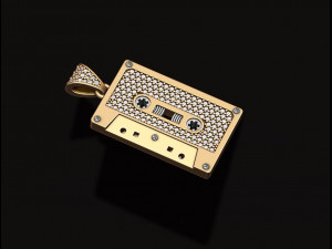 Cassette Tape pendant with gems Modèles 3D en vedette