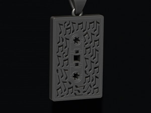 Cassette Tape pendant with gems Modèles 3D en vedette
