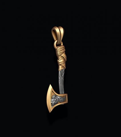 Valkyrie viking axe pendant 3D Принт Модель .c4d .max .obj .3ds .fbx .stl .blend 