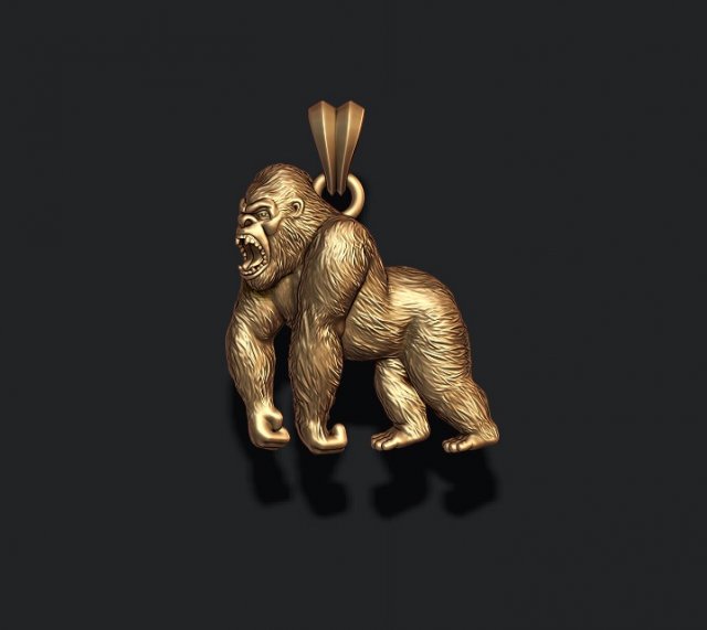 Angry roaring Gorilla pendant Modeles 3D en vedette in Pendentifs 3DExport
