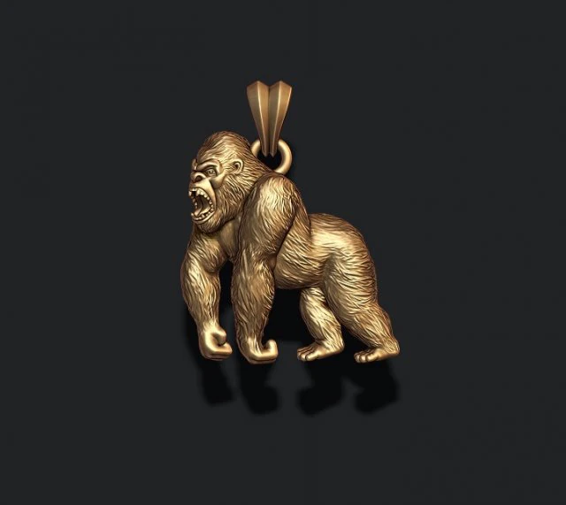 Angry roaring Gorilla pendant 3D Print Model .c4d .max .obj .3ds .fbx .stl .blend