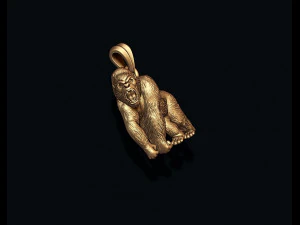 Angry roaring Gorilla pendant 3D Print Model