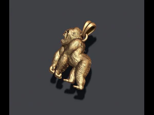Angry roaring Gorilla pendant 3D Print Model