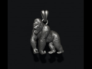 Angry roaring Gorilla pendant 3D प्रिंट मॉडल