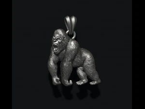 Angry roaring Gorilla pendant 3D Print Model