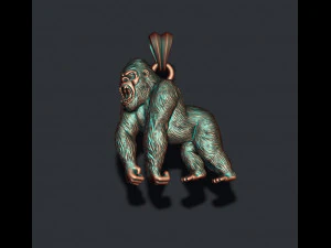Angry roaring Gorilla pendant 3D Print Model