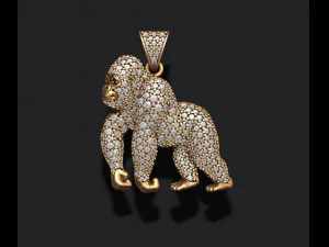 Gorilla pendant with gems 3D Print Model