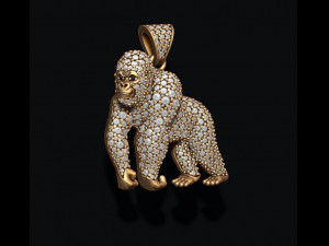 Gorilla pendant with gems Modelo de Impressão 3D