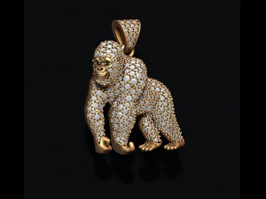 Gorilla pendant with gems 3D Print Model