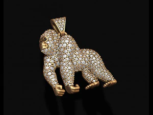 Gorilla pendant with gems 3D Print Model