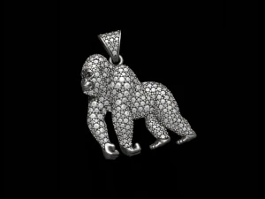 Gorilla pendant with gems 3D Print Model