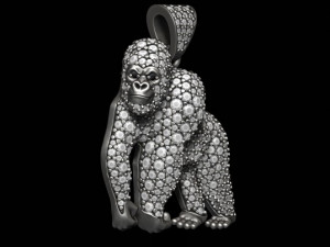 Gorilla pendant with gems Modelo de Impressão 3D