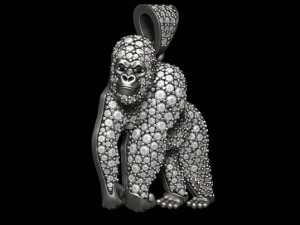 Gorilla pendant with gems 3D Print Model