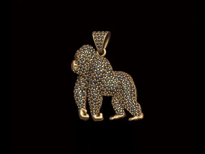 Gorilla pendant with gems 3D Print Model