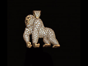 Angry roaring Gorilla pendant gems 3D प्रिंट मॉडल