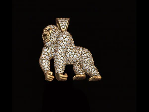 Angry roaring Gorilla pendant gems 3D Print Model