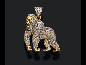Angry roaring Gorilla pendant gems 3D Print Model
