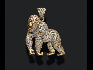 W&uuml;tend br&uuml;llender Gorilla-Anh&auml;nger mit Edelsteinen 3D Druckmodell