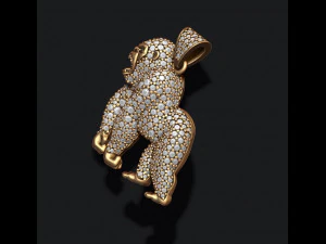 Angry roaring Gorilla pendant gems 3D Print Model