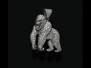 Angry roaring Gorilla pendant gems 3D प्रिंट मॉडल