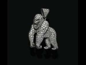 Angry roaring Gorilla pendant gems 3D Print Model
