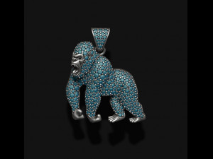 Angry roaring Gorilla pendant gems 3D प्रिंट मॉडल