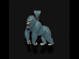 Angry roaring Gorilla pendant gems 3D Print Model