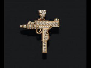 Automat uzi pendant with gems 3D Print Model