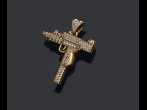 Automat uzi pendant with gems 3D Print Model