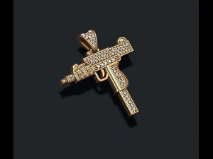 Automat uzi pendant with gems 3D Print Model