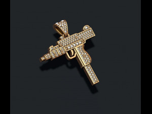 Automat uzi pendant with gems 3D Print Model