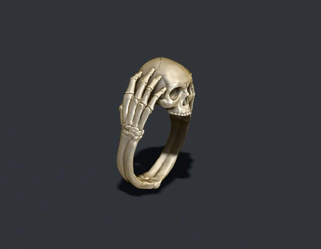 Skeleton skull ring closin ears 3D Print Model .c4d .max .obj .3ds .fbx .stl .blend 