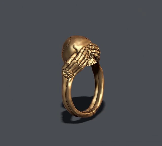 Skeleton skull ring closing eyes 3D Print Model .c4d .max .obj .3ds .fbx .stl .blend 