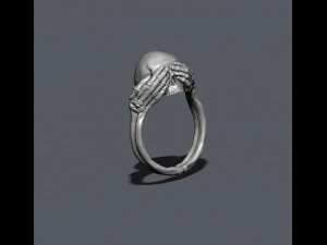 Skeleton skull ring closing eyes 3D Print Model