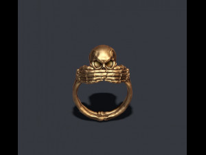 Skeleton skull ring closing mouth 3D 打印模型