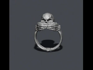 Skeleton skull ring closing mouth 3D Print Model