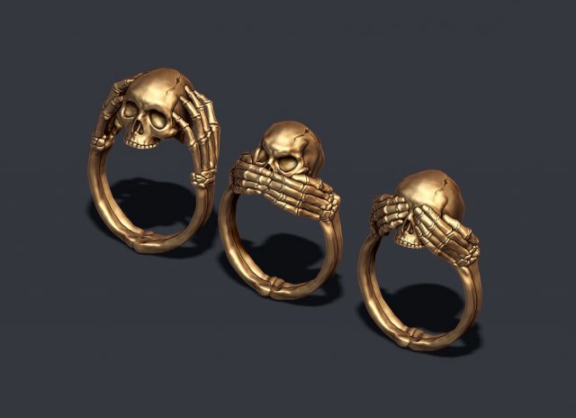 Skeleton skull rings pack Modelo de impresión 3D .c4d .max .obj .3ds .fbx .stl .blend 