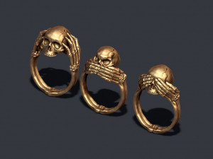Skeleton skull rings pack 3D Print Model