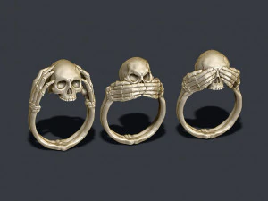Skeleton skull rings pack 3D Print Model
