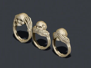Skeleton skull rings pack 3D Print Model