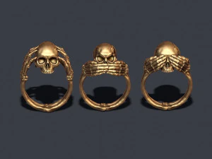 Skeleton skull rings pack 3D Print Model