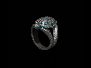 Turtle ring with gems 3D 프린트 모델