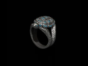 Turtle ring with gems 3D Print Model