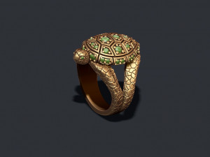 Turtle ring with gems 3D 프린트 모델