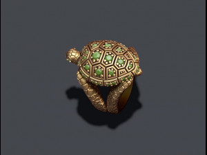 Turtle ring with gems 3D 프린트 모델